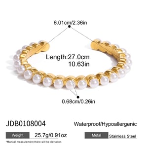 1 Piece Classic Beads Stainless Steel Gold Color Women's Bangles h5 Picture2