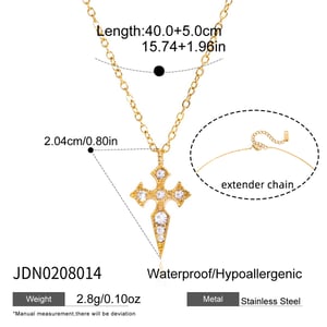 Parures de bijoux classiques pour femmes en acier inoxydable couleur or avec croix h5 Image2