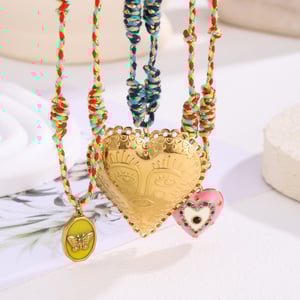 1 collar con colgante de corazón romántico de acero inoxidable para mujer h5 Imagen3