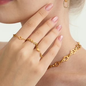 1 Piece Cute Heart Stainless Steel Gold Color Statement Rings h5 Picture3