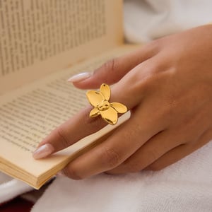 1 stuk romantische Phalaenopsis roestvrij staal goudkleurige dames statement ringen h5 Afbeelding5