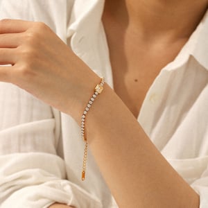 1 Piece Chain Stainless Steel Gold Color Zircon Chain Bracelet h5 Picture5