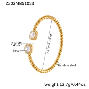 1 stuk prachtige schelp roestvrij staal goudkleurige zirkoon dames manchet armbanden h5