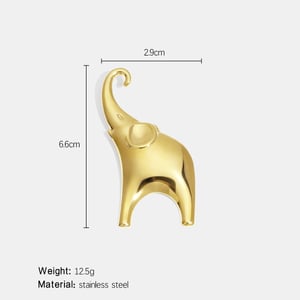 Broche en acier inoxydable doré en forme d'éléphant (1 pièce) h5 Image2