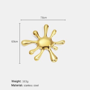 Broche en acier inoxydable doré, de forme irrégulière (1 pièce). h5 Image2