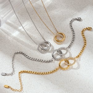 Dual Ring Stainless Steel Necklaces Set h5 Picture2