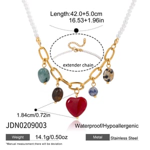 1 Piece Lustrous Heart Stainless Steel Gold Color Natural Stone Women's Pendant Necklaces h5 Picture2
