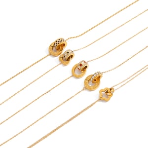 1 Piece Luxurious Double Circle Stainless Steel Gold Color Women's Pendant Necklaces h5 Picture7