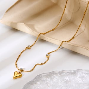 1 Piece  Sweet Heart Stainless Steel  Zircon Women's Pendant Necklaces h5 Picture3