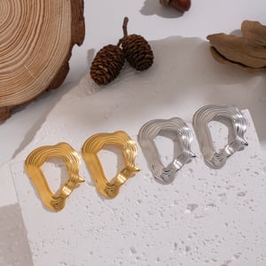 1 paire de boucles d'oreilles à tige en acier inoxydable de forme irrégulière, couleur or h5 Image2