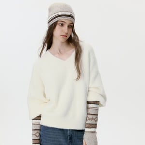 Retro Patchwork Stripe Rayon Sleeve Covers & Knitted Hat h5 Picture4