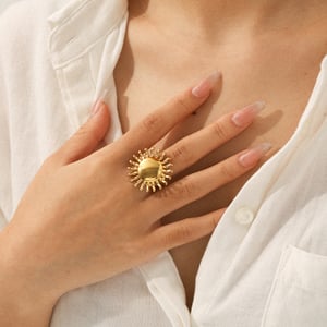 1 Piece Sun Stainless Steel Gold Color Statement Ring h5 Picture4