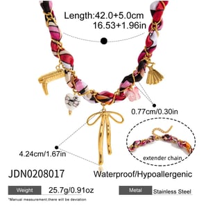 Collier avec pendentif luxueux en acier inoxydable doré pour femme, 1 pièce, motif nœud papillon h5 Image2