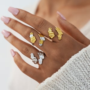 1 Piece Simple  Retro Flower Stainless Steel   Gold Color Women's Statement Rings h5 Picture3