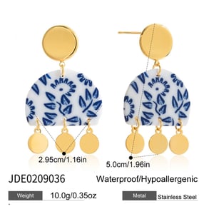 1 paire de magnifiques boucles d&#39;oreilles pendantes en argile polymère couleur or pour femme en forme de cœur et de fleur h5 Image2