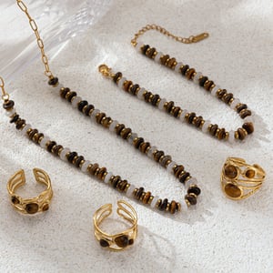 Natural Stone Beads Stainless Steel Necklaces Set h5 Picture2
