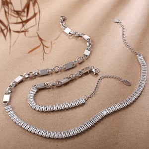Irregular Shape Stainless Steel Gold Color Zircon Necklace Set h5 Picture3