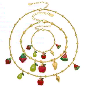 Polychrome Series Cute Fruit Stainless Steel Gold Color Women's Jewelry Sets h5 Picture4