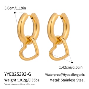 1 Pair Heart Stainless Steel Mixed Color Drop Earrings h5