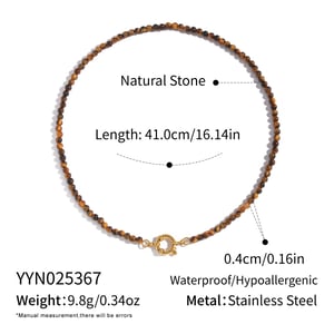 1 PieceRetro Natural Stones Beads Gold Color DIY Beaded Necklace h5