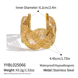 Bracelet manchette en acier inoxydable doré, magnifique, ajouré (1 pièce). h5