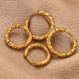 1 Pair Minimalist Hammer Pattern Stainless Steel Gold Color Women's Hoop Earrings h5 Picture4
