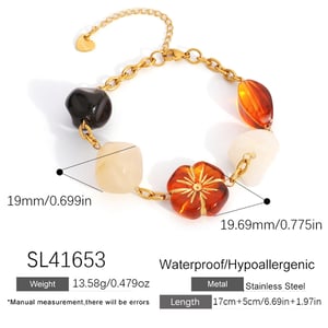 1 bracelet chaîne rétro en acier inoxydable pour femme avec motif floral h5
