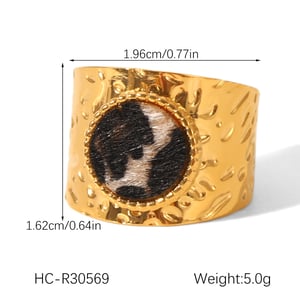 1 Piece Leopard Stainless Steel Gold Color Statement Ring h5 Picture2