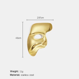 Broche en acier inoxydable doré en forme de masque (1 pièce) h5 Image2