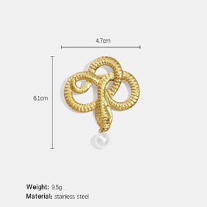 Broche en acier inoxydable doré en forme de serpent (1 pièce) h5 Image2