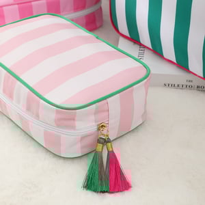 1 pezzo semplice casual a righe borse per il trucco da donna h5 Immagine3