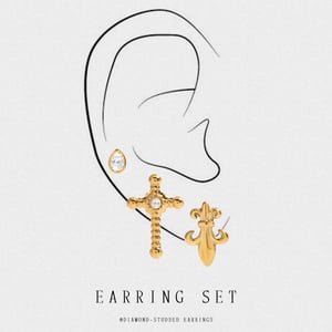 1 Set Classic Cross Stainless Steel Gold Color Women's Earring Sets h5 Picture5