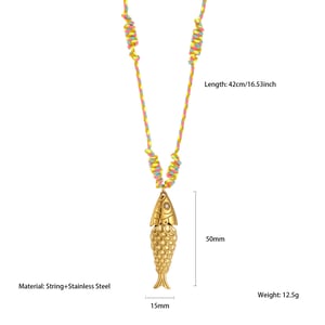 Collar con colgante de concha de mar de vacaciones de acero inoxidable color dorado para mujer, 1 pieza h5