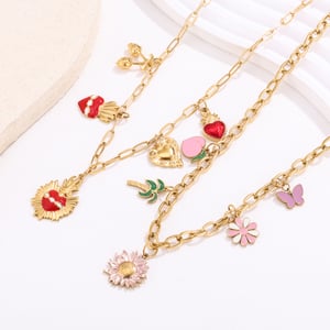 Collar con colgante de corazón intrincado de acero inoxidable para mujer de 1 pieza h5 Imagen4