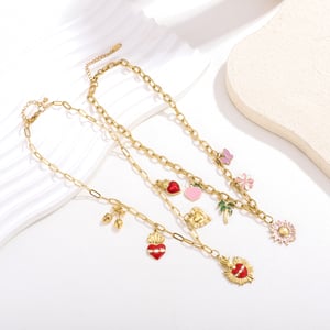 Collar con colgante de corazón intrincado de acero inoxidable para mujer de 1 pieza h5 Imagen5