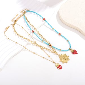 1 pieza de magnífico collar colgante de acero inoxidable con forma de fresa para mujer h5 Imagen3