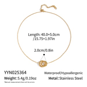 1 Piece Simple Circle Stainless Steel Gold Color Pendant Necklace h5