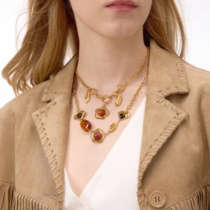1 Piece Glamorous Flower Irregular Shape Stainless Steel Gold Color Acrylic Women's Pendant Necklaces h5 Picture3