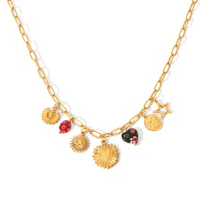 1 Piece Retro Heart Stainless Steel Gold Color Pendant Necklace h5 
