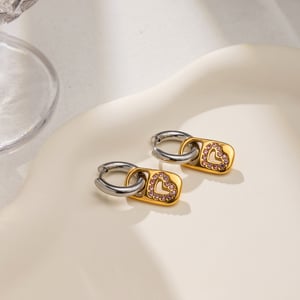 1 paar romantische oorbellen van roestvrij staal in gemengde goud- en zilverkleur voor dames h5 Afbeelding6