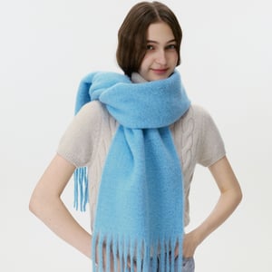 1 Piece Solid Color Tassel Rayon & Wool Winter Scarf h5 Picture4
