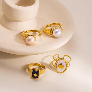 1 Piece Elegant Heart Star Stainless Steel Women's Statement Rings h5 Picture2