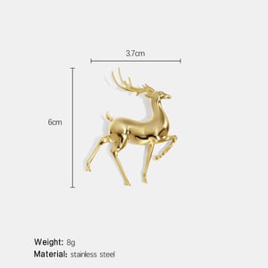 Broche en acier inoxydable doré en forme de cerf (1 pièce) h5 Image2