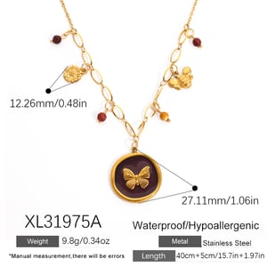 Collier avec pendentif en forme de papillon et de fleur en acier inoxydable pour femme, 1 pièce h5