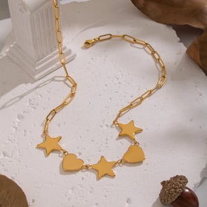 1 Piece Heart Star Stainless Steel Gold Color Pendant Necklace h5 Picture2