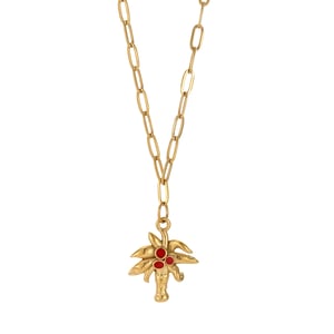 Collar con colgante de acero inoxidable con forma de corazón y cereza de piedra natural para mujer, serie roja, 1 unidad h5 Imagen5
