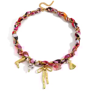Collier avec pendentif luxueux en acier inoxydable doré pour femme, 1 pièce, motif nœud papillon h5 