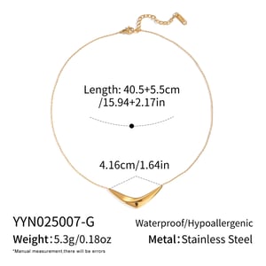 Collier pendentif en acier inoxydable de forme irrégulière, couleur or, 1 pièce h5