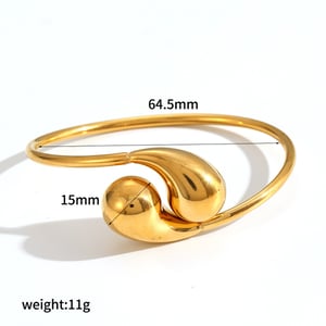 1 Adet Düzensiz Şekilli Paslanmaz Çelik Altın Renkli Bilezik h5 