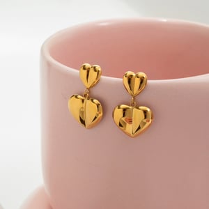 1 Pair Romantic Heart Stainless Steel Gold Color Women's Drop Earrings h5 Picture6